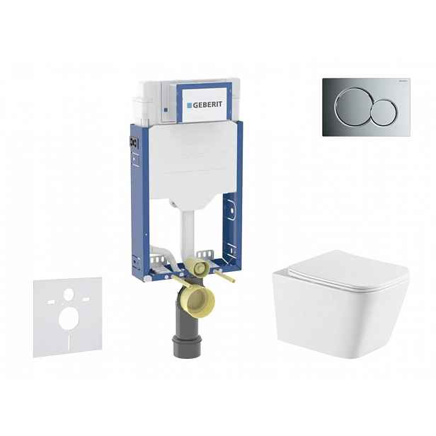Geberit Kombifix - Set předstěnové instalace, klozetu Arkas I a sedátka softclose, tlačítko Sigma01, lesklý chrom SANI15CA1146