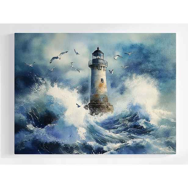 Plakát Maják Moře Voda Vlny Bouře Mewy 100x75
