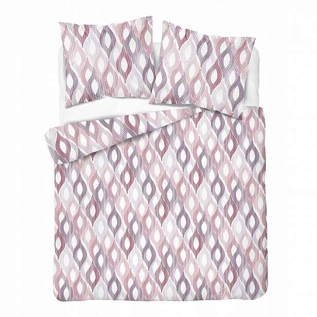 Povlečení flanelové 160x200 bílá pudrově šedá geometrické slzy