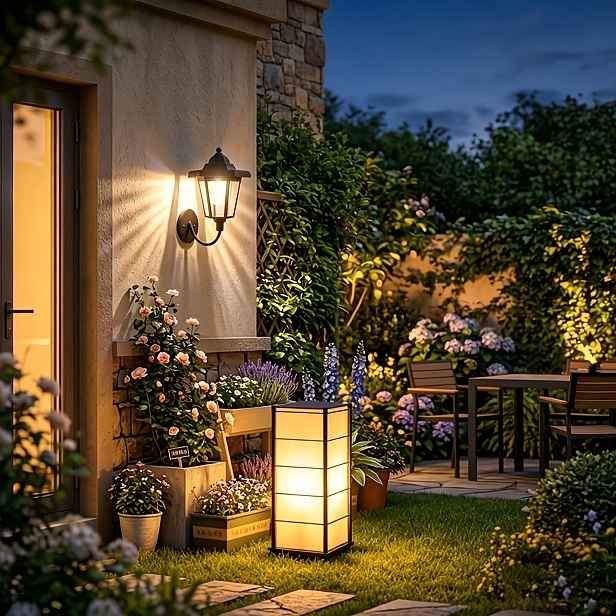 TEMU Vysoce kvalitní čtvercová šestihranná solární LED nástěnné lampy palácová lampa - solární nástěnné světlo, klasická halloweenská a vánoční