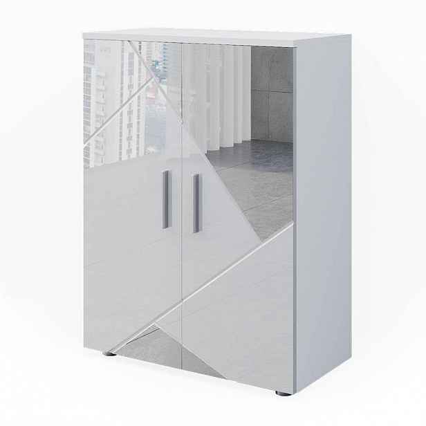 Vicco STŘEDNÍ SKŘÍŇKA Irma Bílý vysoký lesk s vložkami 60 x 81 cm