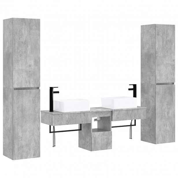 vidaXL Sada koupelnového nábytku 5 ks Betonově šedá 33 x 34,5 x 160 cm
