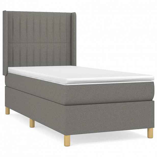 vidaXL Box spring postel s matrací tmavě šedá 80 x 200 cm textil