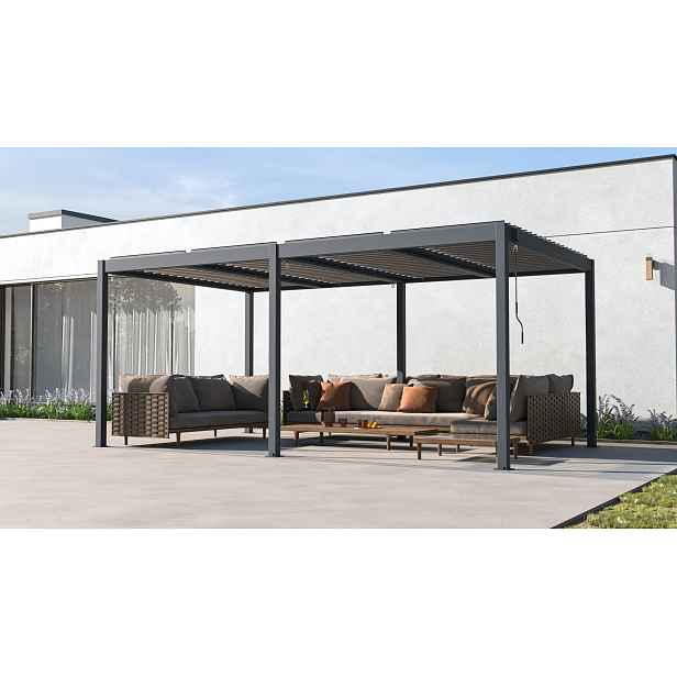 Hliníková bioklimatická pergola s lamelami BestBerg BBP-15G / 5 x 3 m / šedá