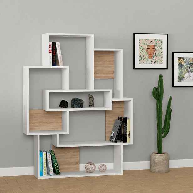 Knihovna Barce - White, Oak