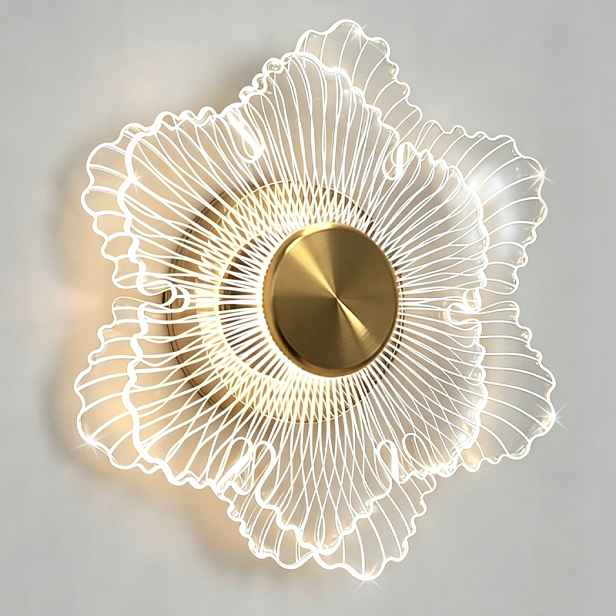 Moderní 20cm Led nástěnné svítidlo s motivem květu, 5W, 3 barvy, stmívatelné, zlaté nástěnné světlo