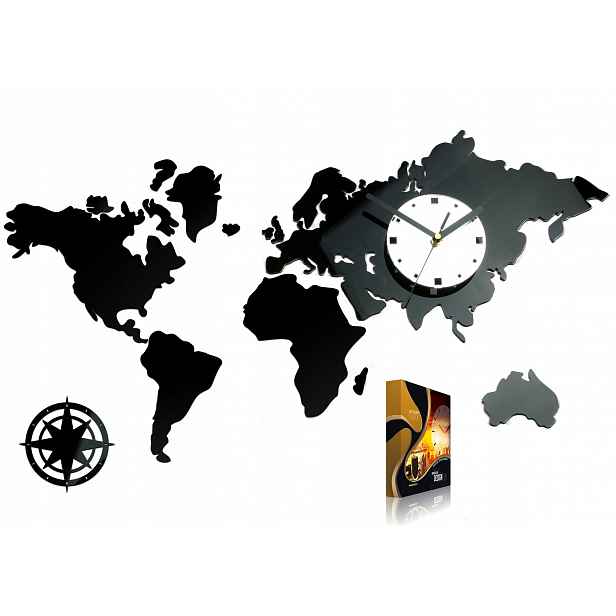 Nástěnné hodiny ModernClock – Diy mapa světa