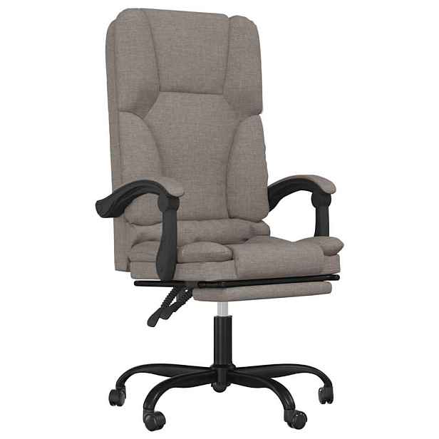 vidaXL Masážní polohovací kancelářské křeslo taupe textil