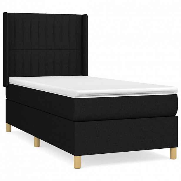 vidaXL Box spring postel s matrací černá 80 x 200 cm textil