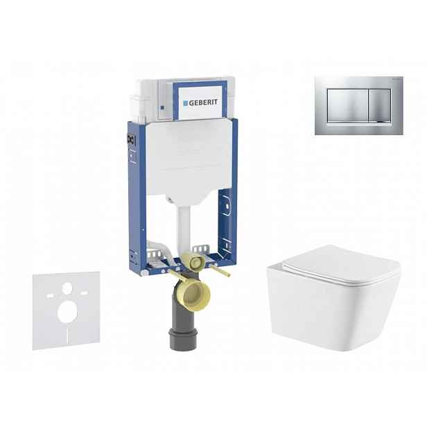 Geberit Kombifix - Set předstěnové instalace, klozetu Arkas I a sedátka softclose, tlačítko Sigma20, lakovaný chrom mat/chrom SANI15CA2109