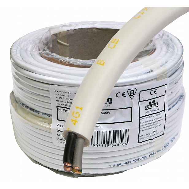 Kabel Owy 4x1 mm Cu lanko kulatý bílý 50 m