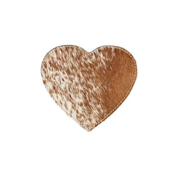 Sada podtácků Love z hovězí kůže Brown ( 4 ks ) - 13*13*3 cm Mars & More