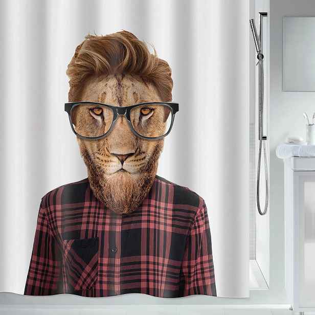 Spirella sprchový závěs Smartlion, motiv lva, bílý, 180 x 200 cm, polyester