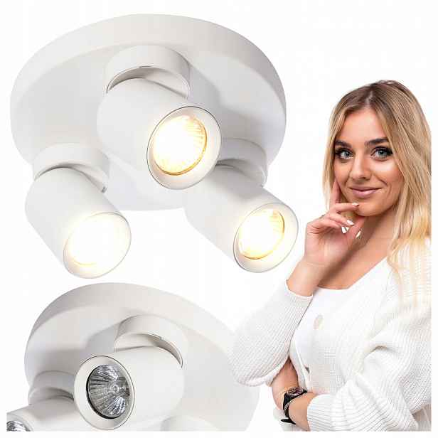 Stropní Svítidlo Stropní Kulatý Pointa Bílý Trojitý Pohyblivý Refletor 3XGU10