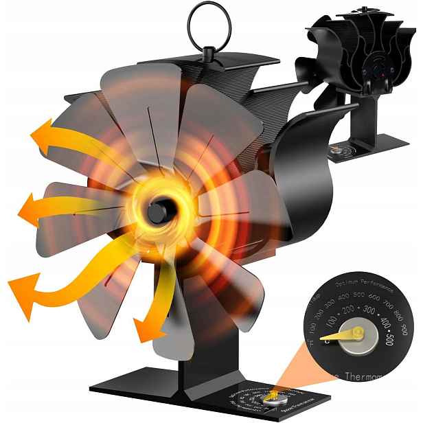 Termoelektrický Krbový Ventilátor Napájený Teplem, Větráček, Hliník