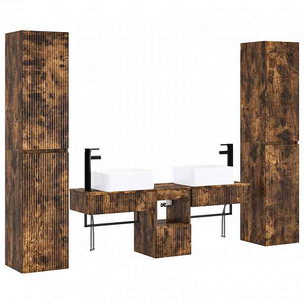 vidaXL Sada koupelnového nábytku 5 ks Kouřový dub 33 x 34,5 x 160 cm