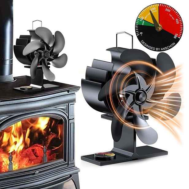 Termoelektrický Krbový Ventilátor Napájený Teplem, Tichý Ventilátor, Černý