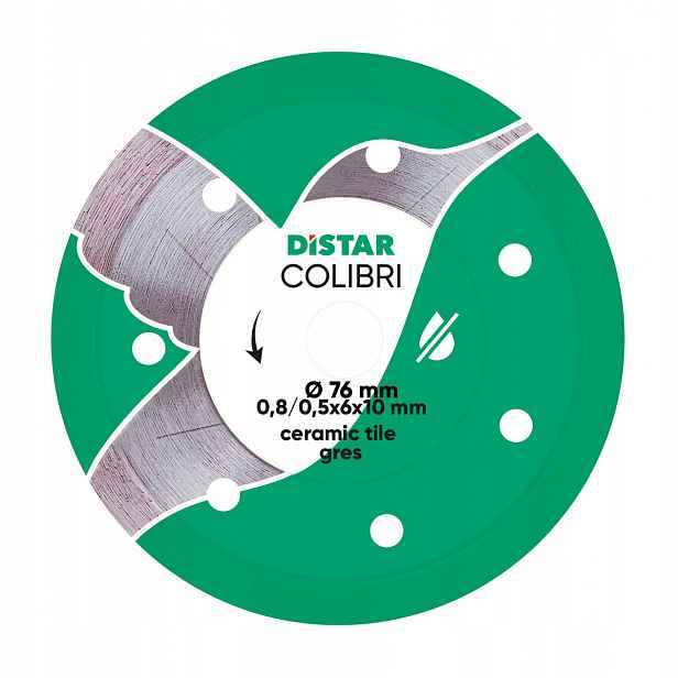 Diamantový kotouč Distar Colibri pro řezání slinuté dlažby o průměru 76 mm