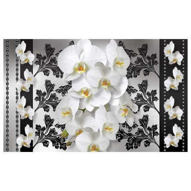 Fototapeta Bílé orchideje na šedém pozadí Elegance 416x254 klidná lepidlo