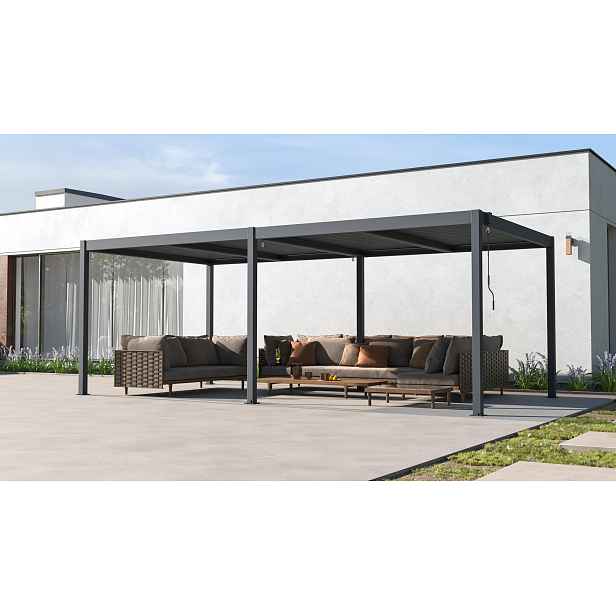 Hliníková bioklimatická pergola s lamelami BestBerg BBP-18G / 6 x 3 m / šedá