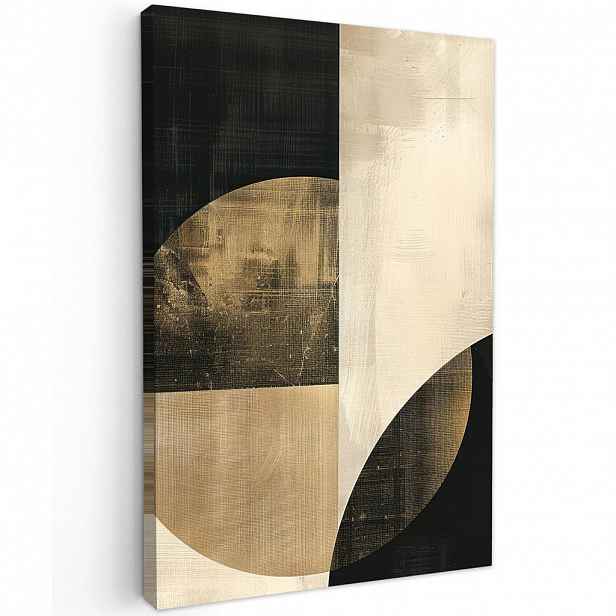 MuchoWow OBRAZ NA PLÁTNĚ Abstraktní - Geometrické tvary - Černá - Zlatá 20x30 cm