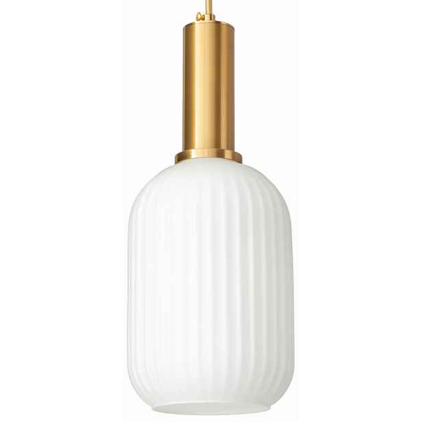 Závěsná lampa Moderna Lux Slim zlatá bílá mléčná rýhovaná
