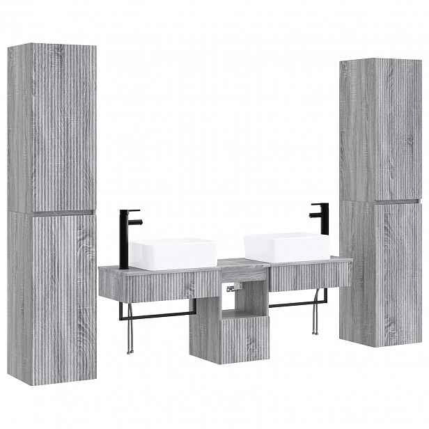 vidaXL Sada koupelnového nábytku 5 ks Šedý Sonoma 33 x 34,5 x 160 cm