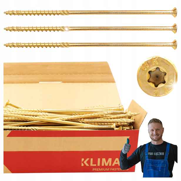 Tesařské Vruty Do Dřeva 8x300 Kuželové Torx 50 Ks WKCS-08300 Klimas