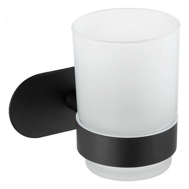 Bílý nástěnný kelímek na kartáčky s matně černým držákem z nerezové oceli Wenko Uno Bosio Turbo-Loc®