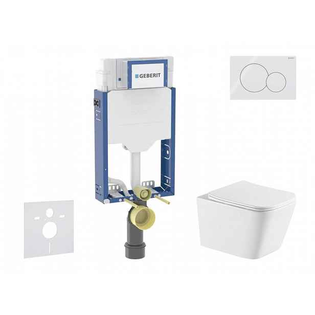 Geberit Kombifix - Set předstěnové instalace, klozetu Arkas I a sedátka softclose, tlačítko Sigma01, alpská bílá SANI15CA3164
