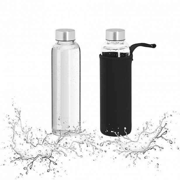 Relaxdays LÁHEV Transparentní Černá Stříbrná 2er-Set Borosilikátové sklo 500 ml