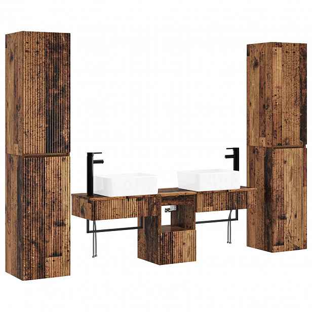 vidaXL Sada koupelnového nábytku 5 ks Staré dřevo 33 x 34,5 x 160 cm