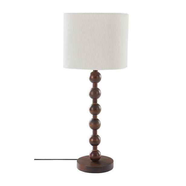 Bílá/tmavě hnědá stolní lampa z masivního dřeva (výška 55 cm) Malia – Jotex