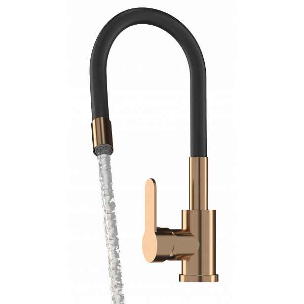Flexibilní Kuchyňská Baterie Rose Gold Se Zlatým Výtokem Pro Dřez Grado