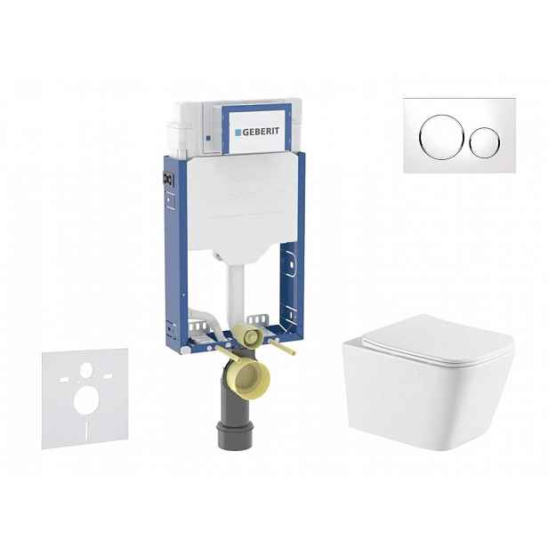 Geberit Kombifix - Set předstěnové instalace, klozetu Arkas I a sedátka softclose, tlačítko Sigma20, bílá/chrom SANI15CA3165