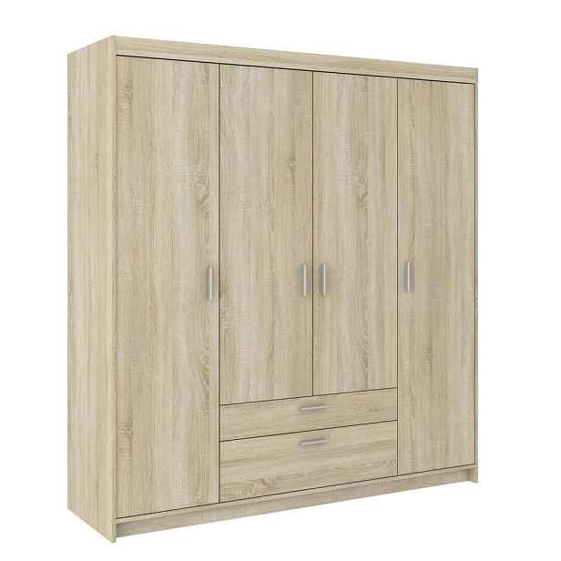 MASSENO ŠATNÍ SKŘÍŇ S OTOČNÝMI DVEŘMI ELENORA, 176,3/190,5/53 cm 4dveřová, dub Sonoma