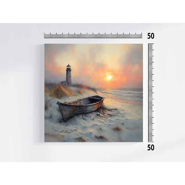 Obraz Na Plátně Canvas Moře Vlny Pláž Lucerna Loď Slunce Západ 50x50