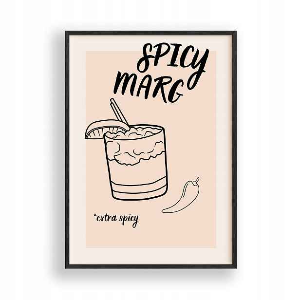Obraz Spicy Margarita Drink Plakát Rámeček Dřevěný Černý 30x42 cm