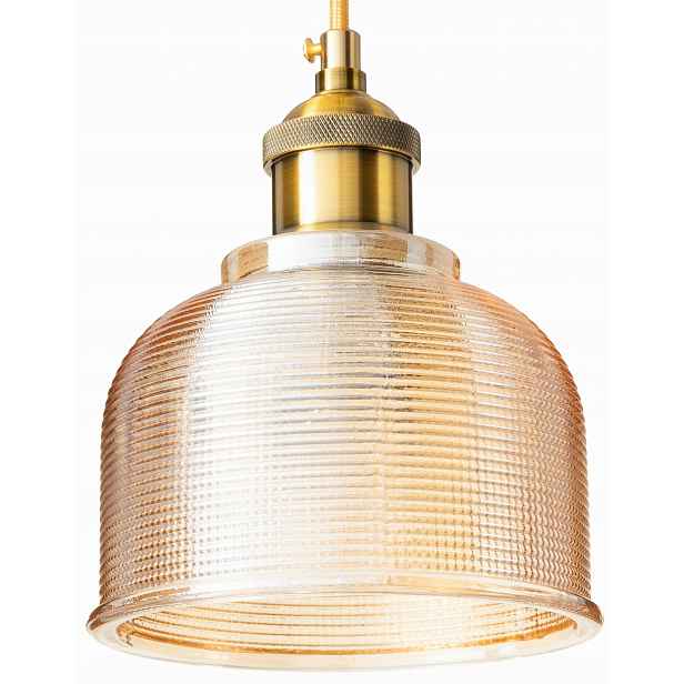 Skleněná závěsná stropní lampa Bell jantarová