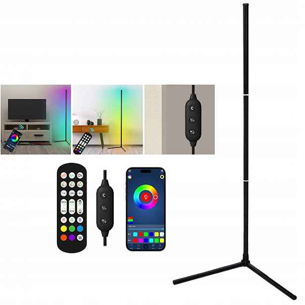 Led podlahová lampa rohová Bluetooth, nastavitelná Rgb