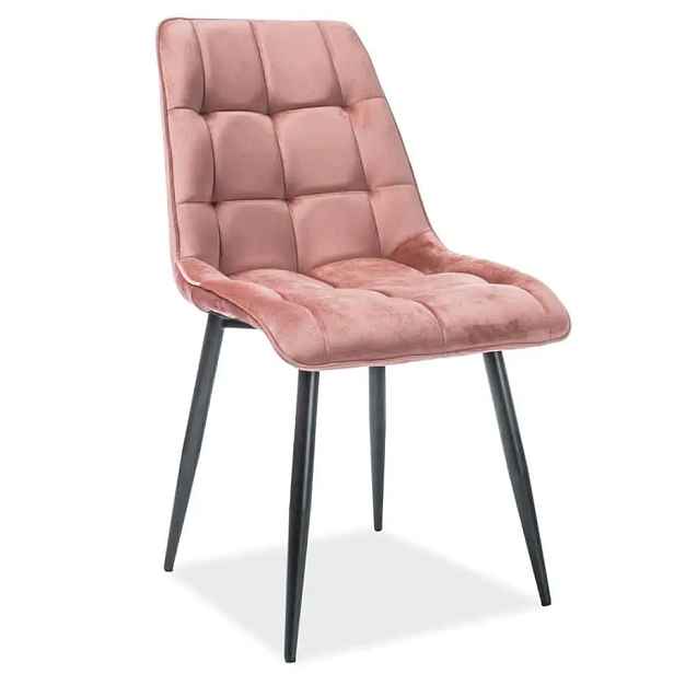 Casarredo Jídelní čalouněná židle SIK VELVET starorůžová/černá