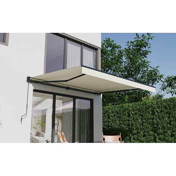 Elektrická markýza s LED osvětlením BestBerg BBSU-EL395BG / 395 x 300 cm / béžová
