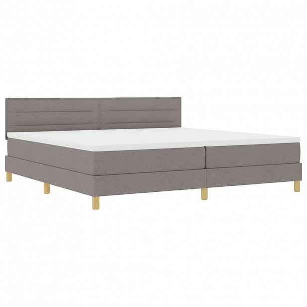 vidaXL LED box pružinová postel s čelo Taupe 200 x 200 cm textil