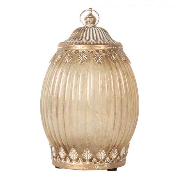 Béžová skleněná svítící LED lucerna Balli - Ø 11*18 cm / 2*AAA Clayre & Eef