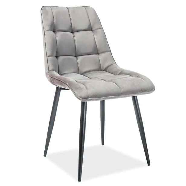 Casarredo Jídelní čalouněná židle SIK VELVET šedá/černá