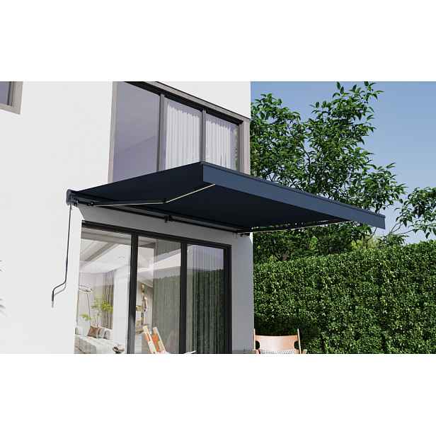Elektrická markýza s LED osvětlením BestBerg BBSU-EL395CG / 395 x 300 cm / šedá