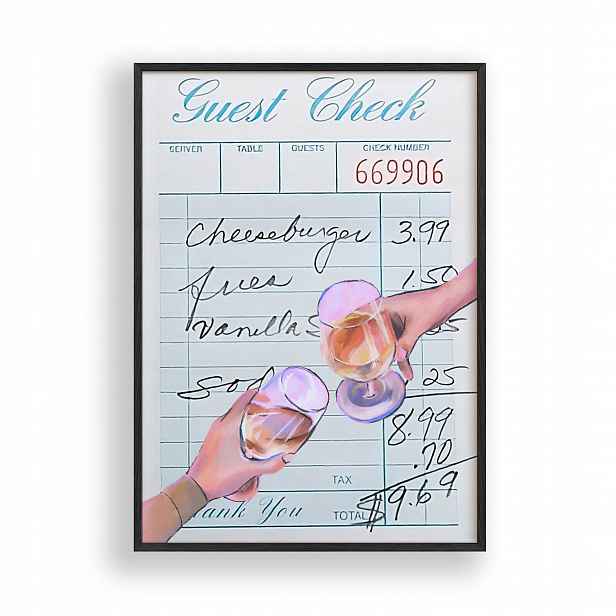 Obraz Guest Check Koktejly Plakát Rámeček Dřevěný Černý 30x42 cm