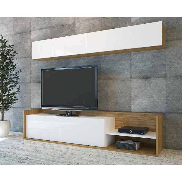TV stěna / Sestava pod TV Kale - Teak, White