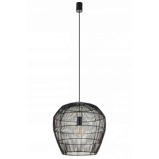 Závěsná lampa Haiti Černá Abažur 1x27 43 cm Stropní Svítidlo Pokoj Obývací pokoj Dům