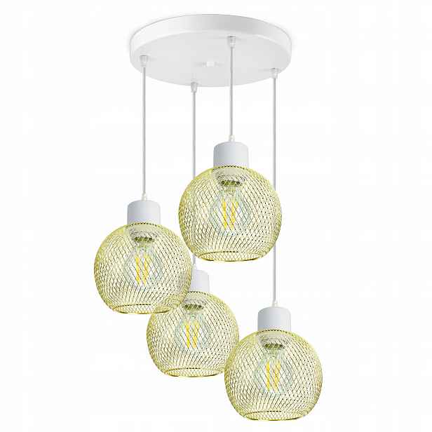 Závěsné Stropní Svítidlo Lustr Zlatý Glóbus 488-EZ4 Led 4xE27 Led Nastavitelný
